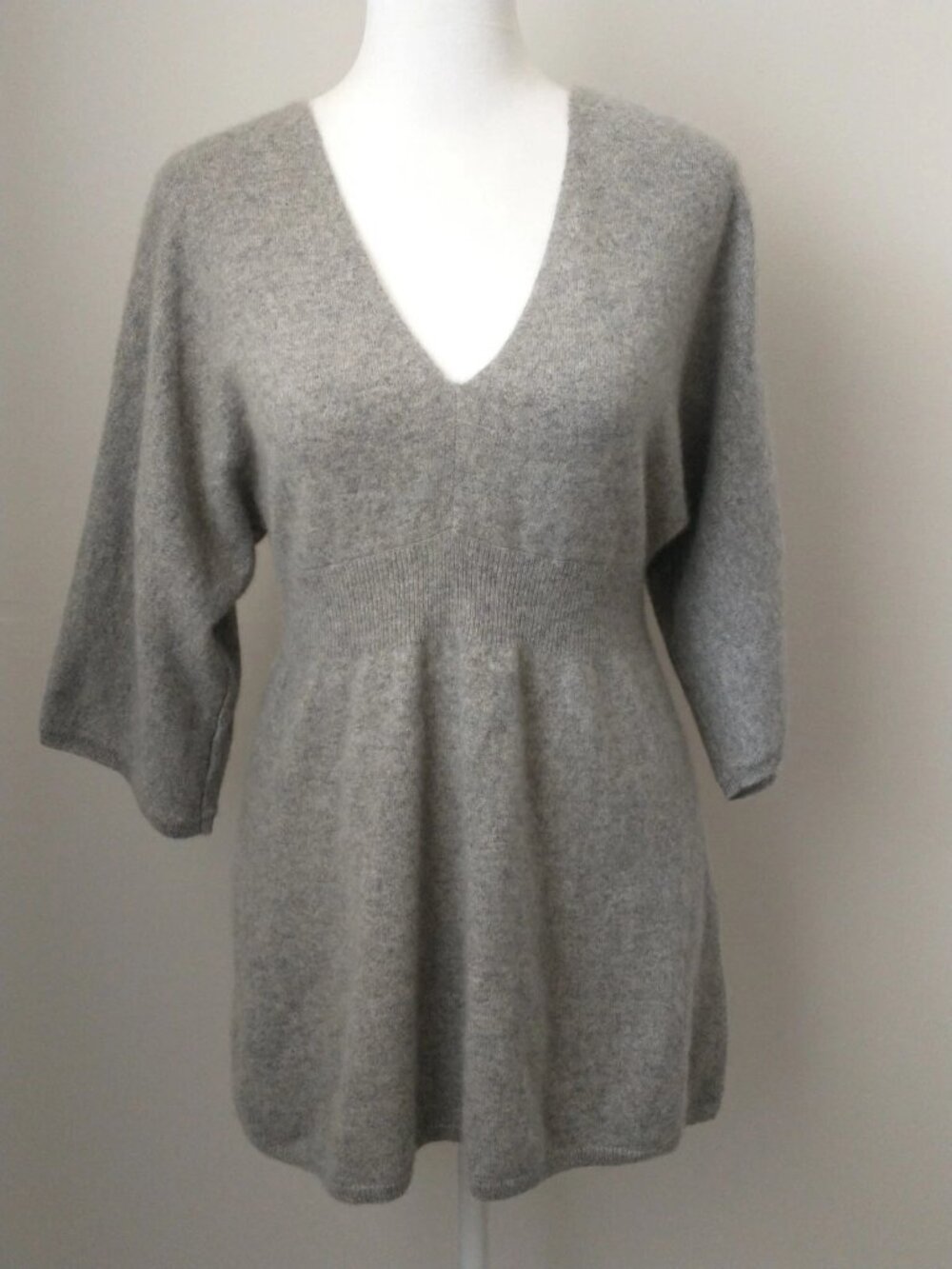 Kenar Gray 100% Cashmere Kimono Sleeve Babydoll Sweater M Classic Coastal
